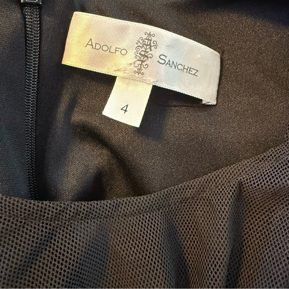 Vintage Adolfo Sanchez Black Wool Mesh Cut-Out Dress Size 4 - Picture 10 of 12